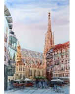 Obraz akwarela Katedra św. Szczepana, Wiedeń Denys Tsarenko Oryginał