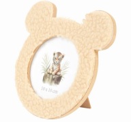 Pluszowa ramka na zdjęcie 10x10 cm tygrys beżowa brązowa 16x16x1,5 cm