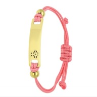 68154 Bransoletka złota stal chirurgiczna sznurkowa z blaszką