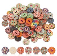 100szt guziki drewniane 15mm różne okrągłe guziki do robienia na drutach