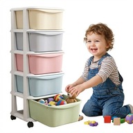 REGAŁ PLASTIKOWY Z SZUFLADAMI POJEMNIK NA ZABAWKI NA KÓŁKACH 97x37x38 NOWY