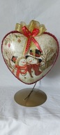 Bombka serce ręcznie zdobiona 15 CM decoupage SD36