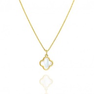 NASZYJNIK STAL SZLACHETNA POZŁACANA 14K ZŁOTEM, BIAŁA KONICZYNKA