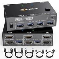 NAWEN USB 3.0 KVM Switch 2 komputery przełącznik HDMI KVM Dual