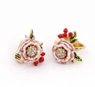 KOLCZYKI kwiaty nocy dzika róża emalia malwy