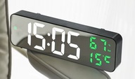 ZEGAREK CYFROWY LED BUDZIK DATA GODZINA TEMPERATURA TIMER STOŁOWY 9cali