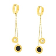 52897 Kolczyki złota stal chirurgiczna motyw zegara na łańcuszkach