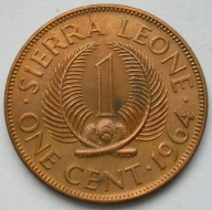Sierra Leone 1 cent 1964 - Milton Margai - stan 1/2