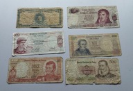 ZESTAW 6 BANKNOTÓW CHILE/ARGENTYNA