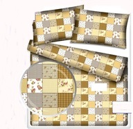 pościel bawełna lux 220x240 + 2x70x80 +2x40x40 guzik B 229 Patchwork beżowy