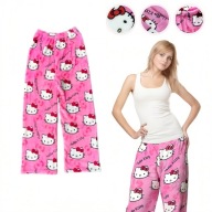 Spodnie damskie piżamowe dresowe Hello Kitty różowe rozmiar XS/M/L/XL