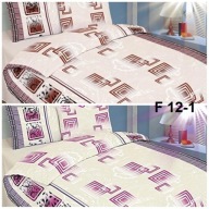 pościel z flaneli 180x200 +2x70x80 guzik F 12 DUO Kostka fiolet/kostka braz