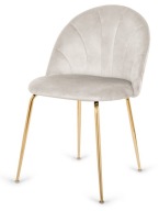 KRZESŁO LUGANO |Glamour Welur Beżowe| Złote Nogi