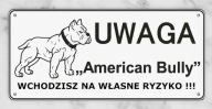American Bull Tabliczka uwaga pies dowolny tekst na tabliczce