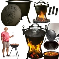 KOCIOŁEK ŻELIWNY EMALIOWANY MYŚLIWSKI WĘGIERSKI 5L NA OGNISKO WYTRZYMAŁY