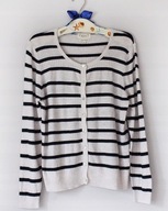 NEXT**ELEGANCKI Jasny BEŻ Sweter Zapinany**Czarne paski**40/42/44