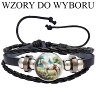 Skórzana bransoletka - Snap - Koń - regulowana długość - WZORY DO WYBORU