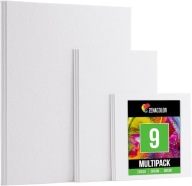 Płótno do malowania Zestaw 9 Sztuk 20x20, 20x30 i 30x40 100% Bawełna F21919