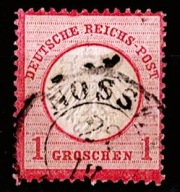 Nominał 1 Groschen znaczek z dużą tarczą (Großer Brustschild). Michel 19