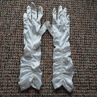 Rękawiczki damskie białe do przed łokcia ślubne r.S