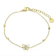 64309 Bransoletka złota stal chirurgiczna motylek masa perłowa