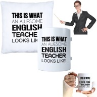KOMPLET PODUSZKA KUBEK Z NADRUKIEM DZIEŃ NAUCZYCIEL WYCHOWAWCA DUŻY NADRUK