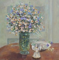 Obraz Olejny rumianki martwa natura Sabina Salamon40x40cm