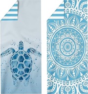 Ręczniki Plażowe Kąpielowe Żółw Paski Dwustronny 180x80 Szybkoschnący