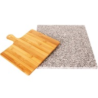 Kamień do Pizzy 36x38 cm Łopatka Granitowy do Pieczenia Grilla Deska Zestaw