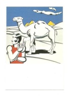 Pocztówka - Giovanopoulos, Wielbłąd, piramidy i fajki / papierosy