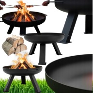 PALENISKO OGRODOWE 60cm SOLIDNE STALOWE CZARNE NA OGNISKO GRILL KOCIOŁEK