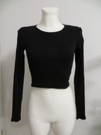 Bluzka damska czarna Monki rozmiar S materiał prążkowany bawełna