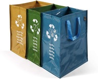 Zestaw 3 miękkich pojemników kontenerów do segregacji śmieci na odpady