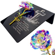 Grawerowany Znicz z Wieczną Różą - Dekoracja na Grób