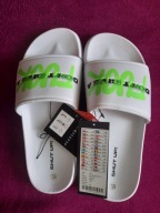 Klapki damskie białe z napisem plażowe (39)