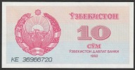 Uzbekistan 10 sum 1992 - KE - stan bankowy UNC