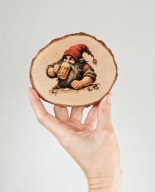 Mini obrazek z plastra brzozy - podstawka pod kubek - rękodzieło - piwo