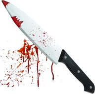 SZTUCZNY NÓŻ Z KRWIĄ TASAK AKCESORIA HALLOWEEN HORROR DODATEK DO STROJU