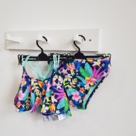 Primark UK kostium strój kąpielowy dwuczęściowy kwiaty falbanki 146 cm