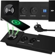 Gniazdo, Listwa Elektryczne, USB blatowe Appio czarny + 2X USB + USB C