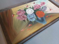 Piękny Bukiet Kwiatów w Wazonie Obraz Olejny Pejzaż Kwiatowy Klasyka