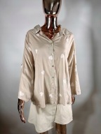 JASNOBEŻOWA KOSZULA SZTUCZNY JEDWAB KOSZULKA SERCA gładka klasyczna casual