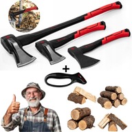 SIEKIERA ROZŁUPUJĄCA DO ŁUPANIA DREWNA ZESTAW 3 SZT FIBERGLASS + OSTRZAŁKA