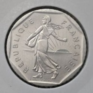 *FRANCJA [0105]*2 Franki 1981 Piąta Republika, Siewca, Rośliny Liście dębu