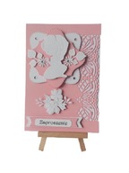 ZAPROSZENIA KOMUNIA DZIEWCZYNKA KL. W RAMKACH B6 RÓŻ – BIEL KORONKA