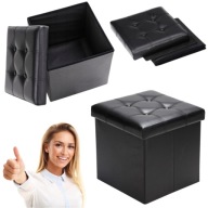 PUFA TAPICEROWANA ZE SCHOWKIEM SIEDZISKO DO SIEDZENIA CZARNA SKŁADANA KUFER