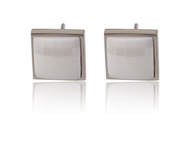 KOLCZYKI KWADRATY BIALA CERAMIKA FASETOWANA STAL 316L