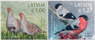 Łotwa 2021 Znaczki ** ptaki gil przepiórki
