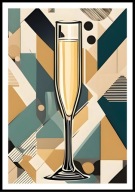 A2 PLAKAT DO KUCHNI RESTAURACJI BARU KIELISZEK SZAMPAN GEOMETRIA