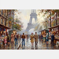 Stare miasto Paryż Wieża Eiffla obraz na płótnie 55x80 olejny ludzie salon